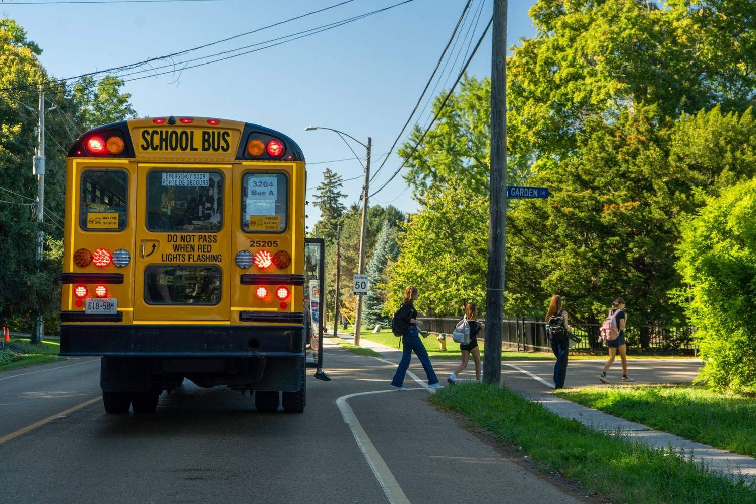 school bus at a drop-off
